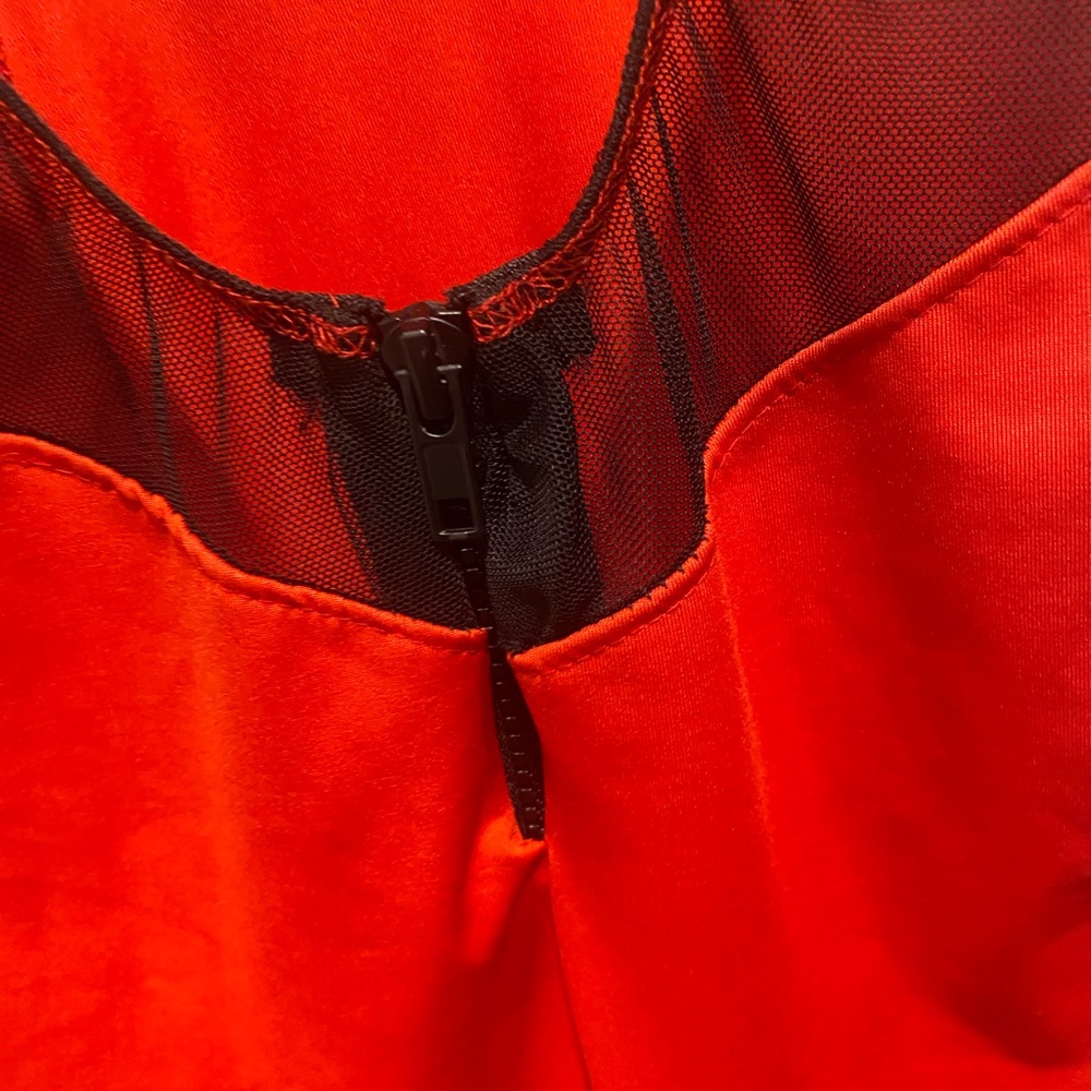 Chic Red and Black Mesh Dress